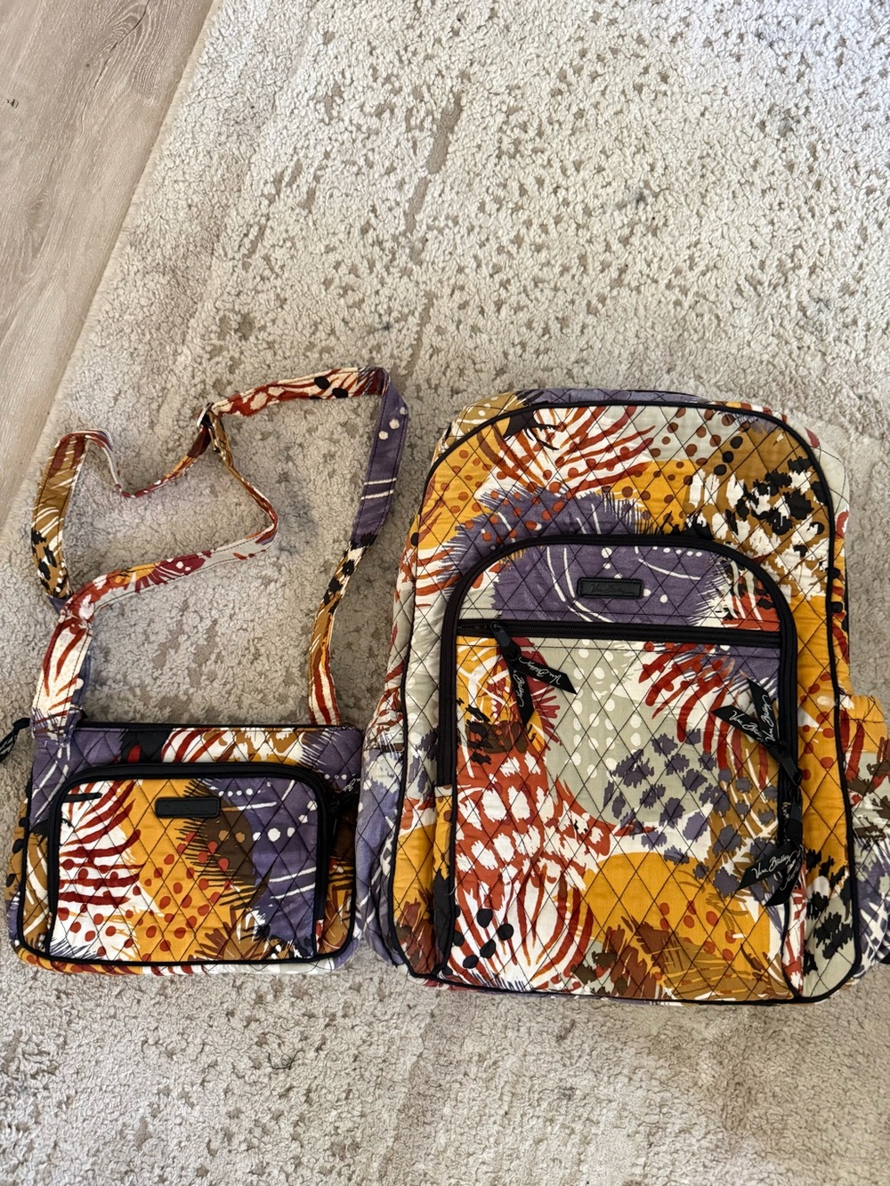 Vera Bradley Floral Print Crossbody and Backpack Set